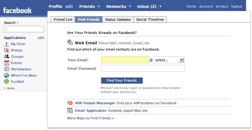 Facebook GMail upload