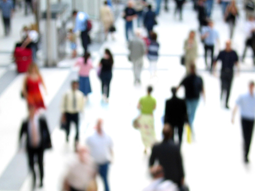 Liverpool Street station crowd blur. By David Sims, some rights reserved.